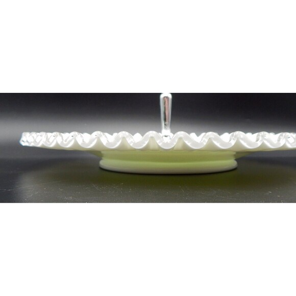 Fenton Silver Crest Milk Glass Tidbit Tray Platter Ruffle Crimped Edge 12 Inch - Picture 12 of 13